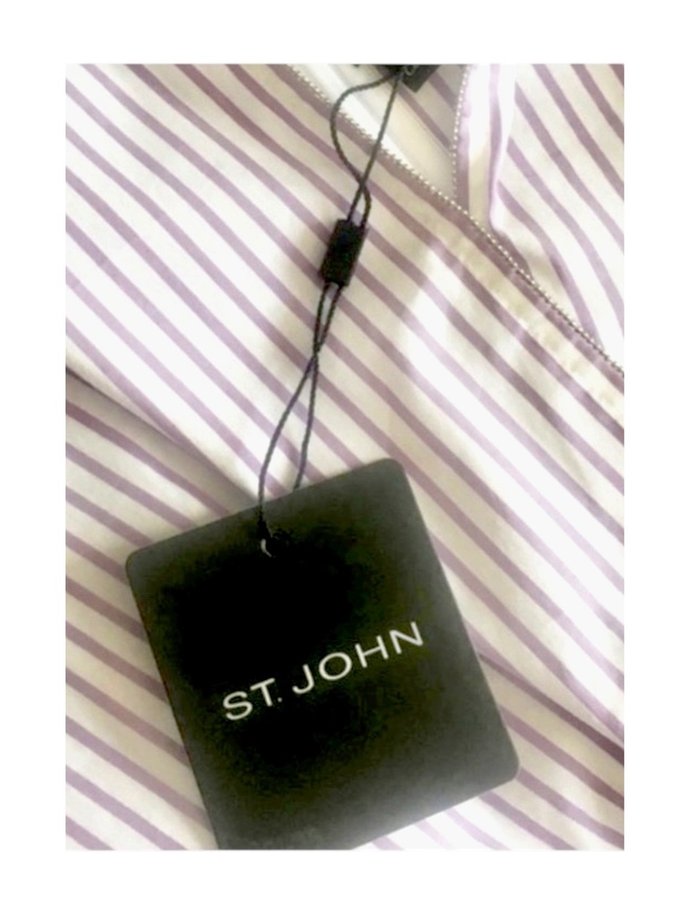 new St John ❉ Pinstripe Twist Front Sleeveless Surplice Top ❉ Orchid Stripe ❉ M - Picture 8 of 16